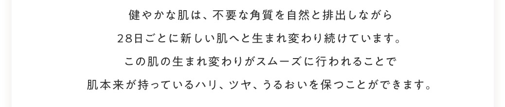 28日ごとに新しい肌へと生まれ変わり続けています