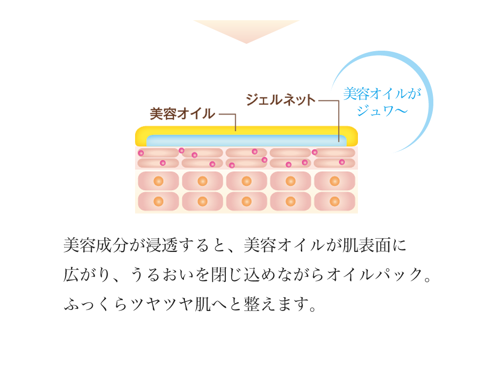 美容成分が浸透すると、美容オイルが肌表面に